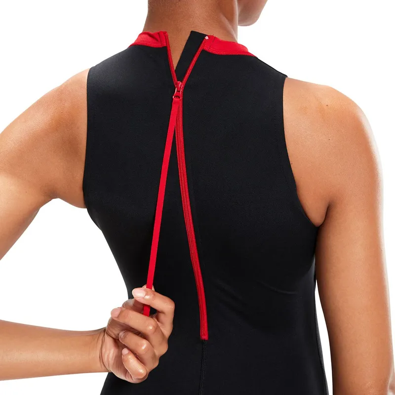 Speedo Women's Digital Placement Hydrasuit Swimsuit Black/Fed Red-3